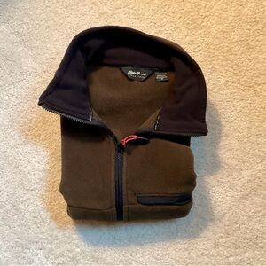 Eddie Bauer Dark Brown Fleece Vest with Black Accents